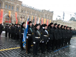 Студенты МГАВТ во время парада на Красной площади 