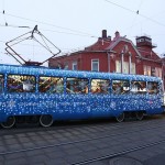 Новогодний трамвай в районе